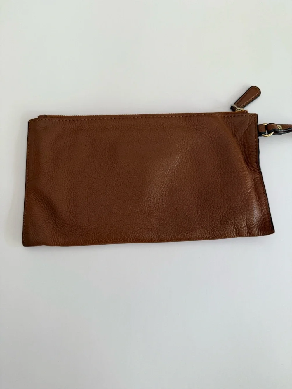 Michael Kors Chestnut Brown Leather Wristlet with Gold MK Logo